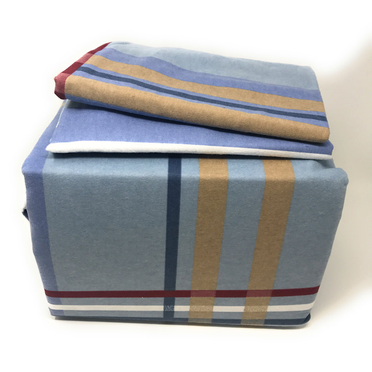 Latitude Run® Cera 190 Thread Count Plaid 100 Cotton Flannel Sheet Set